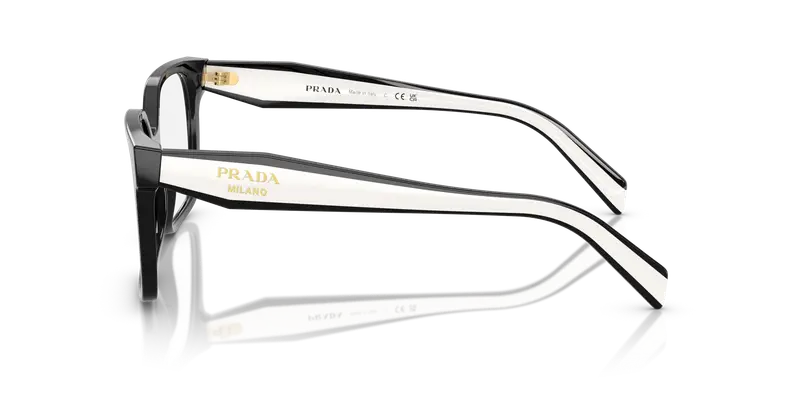 Prada Donna PR B03V 16K1O1 Montature da vista Acetato Nero Trasparente Squadrata Normale miniatura 3