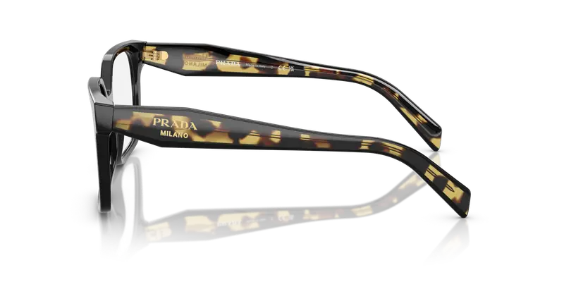 Prada Donna PR B03V 3891O1 Montature da vista Acetato Nero Trasparente Squadrata Normale miniatura 3