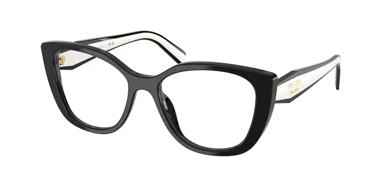 Prada Donna PR B04V  16K1O1 Montature da vista Acetato Nero Trasparente Cat Eye Normale