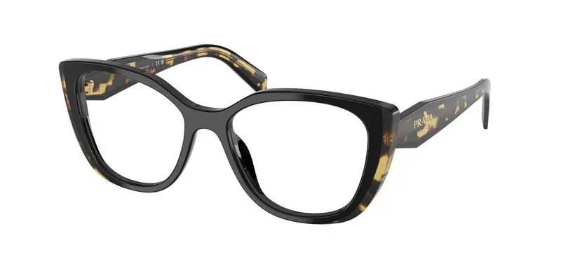 Prada Donna PR B04V  3891O1 Montature da vista Acetato Nero Trasparente Cat Eye Normale