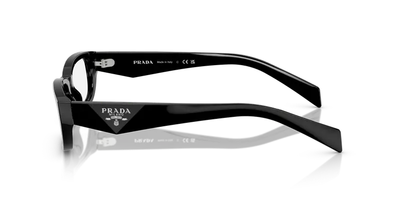 Prada Donna PR B05V 16K1O1 Montature da vista Acetato Nero Trasparente Squadrata Normale miniatura 3