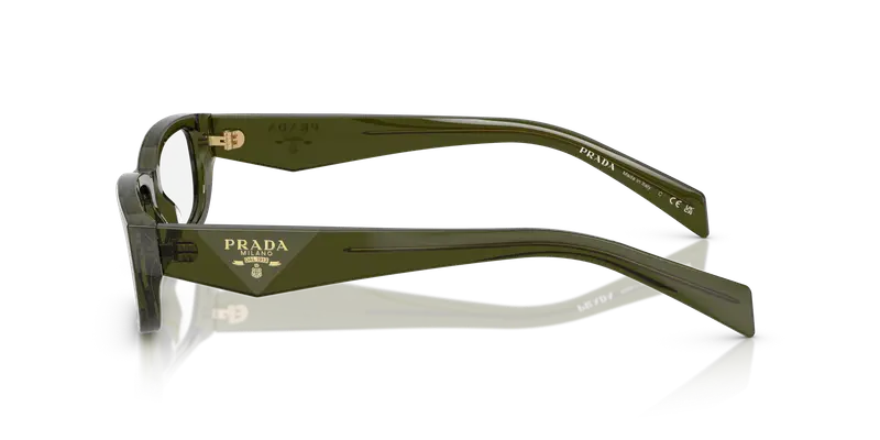 Prada Donna PR B05V 19Z1O1 Montature da vista Acetato Verde Trasparente Squadrata Normale miniatura 3