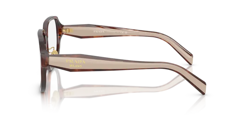 Prada Donna PR B07VD 07R1O1 Montature da vista Acetato Marrone Trasparente Pillow Normale miniatura 3