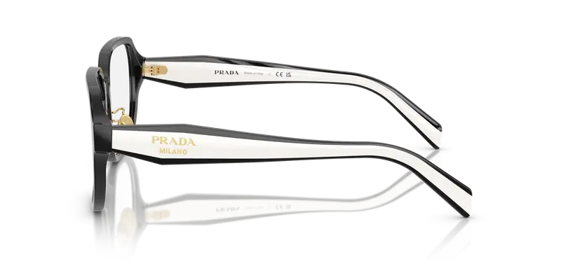 Prada Donna PR B07VD 16K1O1 Montature da vista Acetato Nero Trasparente Pillow Normale miniatura 3