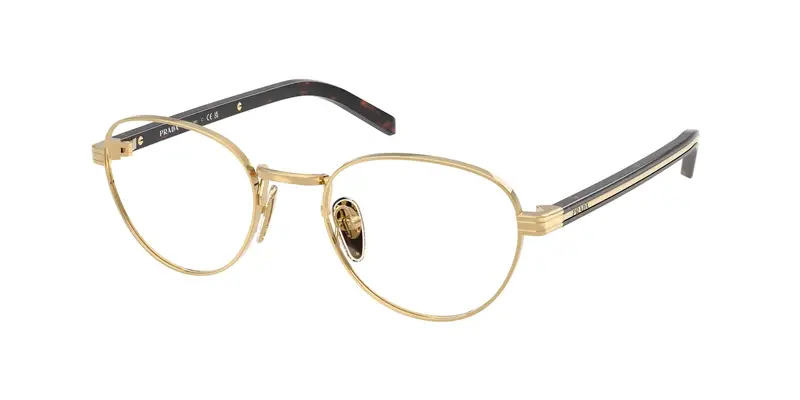 Prada Donna PR B53V  5AK1O1 Montature da vista Metallo Oro Trasparente Rotonda Normale