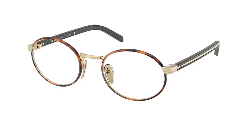 Prada Donna PR B55V  21E1O1 Montature da vista Metallo Havana Trasparente Rotonda Normale