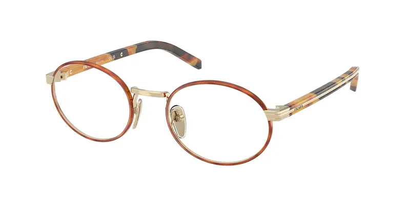 Prada Donna PR B55V  22E1O1 Montature da vista Metallo Havana Trasparente Rotonda Normale