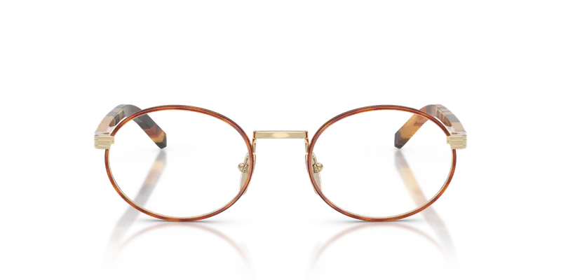 Prada Donna PR B55V 22E1O1 Montature da vista Metallo Havana Trasparente Rotonda Normale miniatura 2