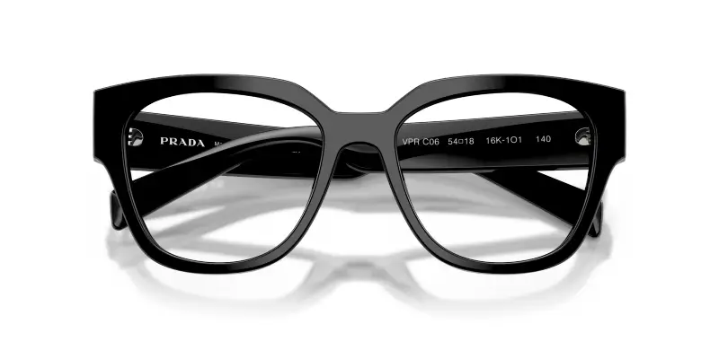 Donna PR C06V 16K1O1 Montature da vista Acetato Nero Trasparente Rotonda Normale miniatura 2