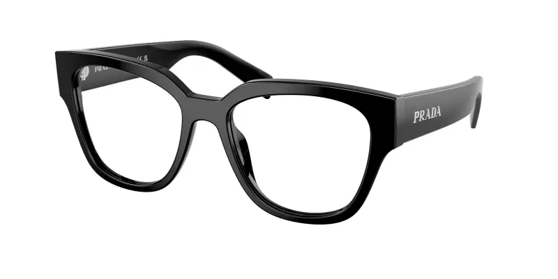 Donna PR C06V 16K1O1 Montature da vista Acetato Nero Trasparente Rotonda Normale