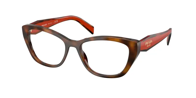 Donna Prada PR 19WV 01K1O1 Montature da vista Acetato Tartaruga Trasparente Cat Eye Normale