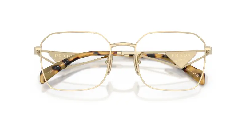 Donna Prada PR A51V 14N1O1 Montature da vista Acciaio Oro Trasparente Geometrica Normale miniatura 2