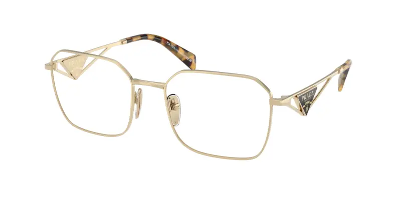 Donna Prada PR A51V 14N1O1 Montature da vista Acciaio Oro Trasparente Geometrica Normale