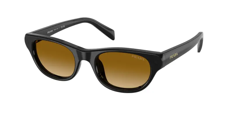 Donna Prada PR C08S 16K10X Occhiali da sole Acetato Nero Giallo Cat Eye Normale Sfumato