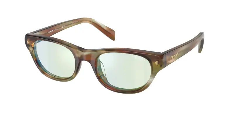 Donna Prada PR C08S 27J20X Occhiali da sole Acetato Marrone Verde Cat Eye Normale