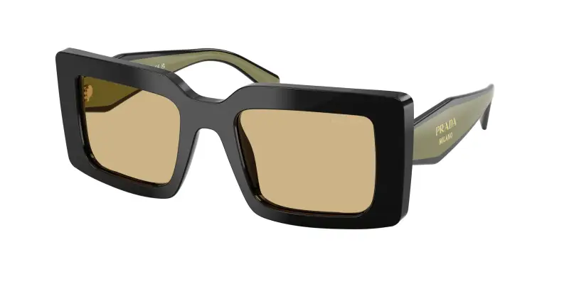 Donna Prada PR D01S 03K10R Occhiali da sole Acetato Nero Giallo Squadrata Normale