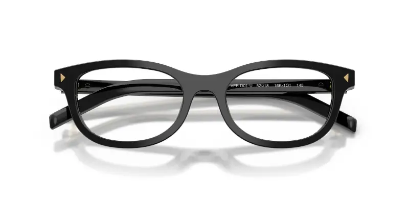 Donna Prada PR D01VU 16K1O1 Montature da vista Acetato Nero Trasparente Rotonda Normale miniatura 2