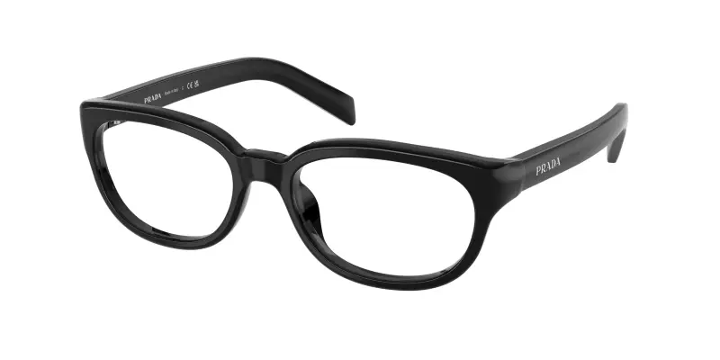 Donna Prada PR D03VU 16K1O1 Montature da vista Acetato Nero Trasparente Pantos Normale