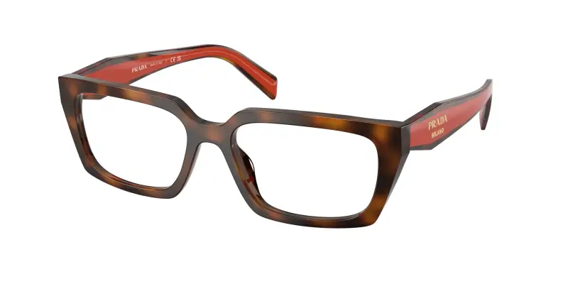 Donna Prada PR D05V 01K1O1 Montature da vista Acetato Tartaruga Trasparente Squadrata Normale