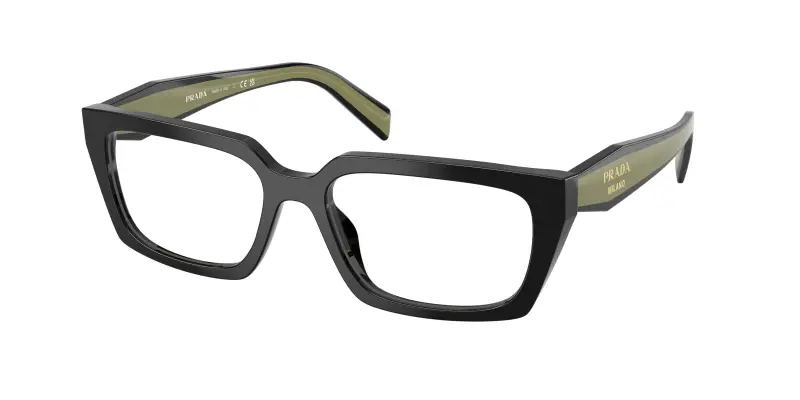 Donna Prada PR D05V 03K1O1 Montature da vista Acetato Nero Trasparente Squadrata Normale