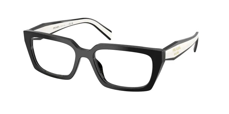 Donna Prada PR D05V 20G1O1 Montature da vista Acetato Nero Trasparente Squadrata Normale