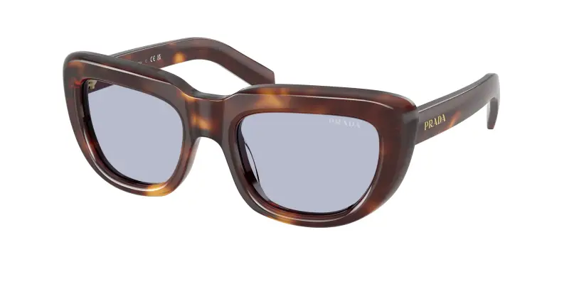 Donna Prada PR D07S 15W30X Occhiali da sole Acetato Tartaruga Viola Squadrata Normale
