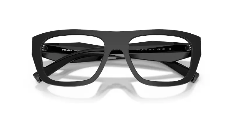 Donna Prada PR D07VU 16K1O1 Montature da vista Acetato Nero Trasparente Squadrata Normale miniatura 2