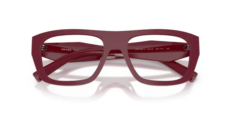 Donna Prada PR D07VU 23L1O1 Montature da vista Acetato Rosso Trasparente Squadrata Normale miniatura 2
