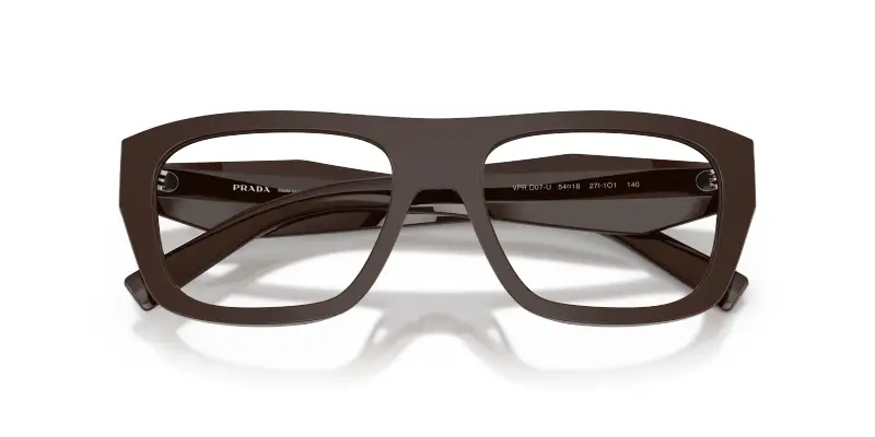 Donna Prada PR D07VU 27I1O1 Montature da vista Acetato Marrone Trasparente Squadrata Normale miniatura 2