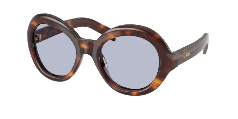 Donna Prada PR D08SU 15W30X Occhiali da sole Acetato Tartaruga Viola Rotonda Normale