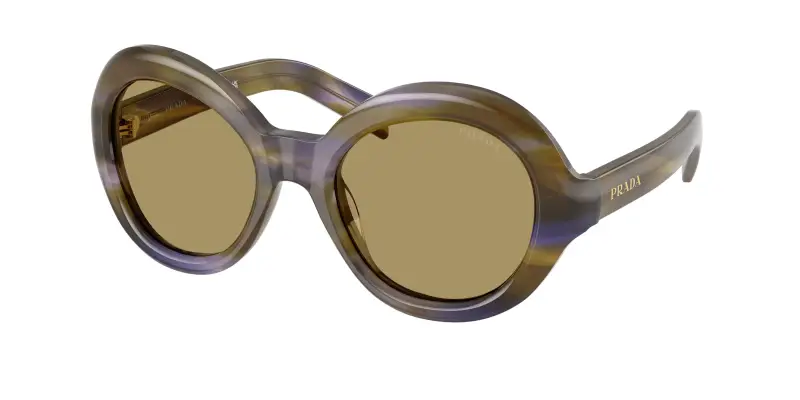 Donna Prada PR D08SU 23G70G Occhiali da sole Acetato Marrone Verde Rotonda Normale