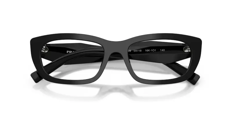 Donna Prada PR D09V 16K1O1 Montature da vista Acetato Nero Trasparente Geometrica Normale miniatura 2