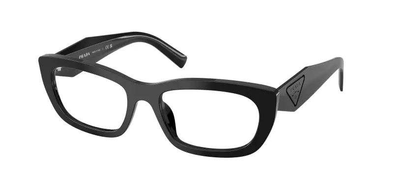 Donna Prada PR D09V 16K1O1 Montature da vista Acetato Nero Trasparente Geometrica Normale
