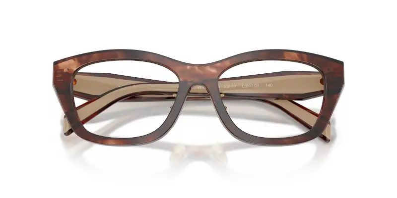 Donna Prada PR D11VD 00K1O1 Montature da vista Acetato Marrone Trasparente Geometrica Normale miniatura 2