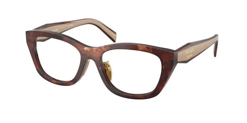 Donna Prada PR D11VD 00K1O1 Montature da vista Acetato Marrone Trasparente Geometrica Normale