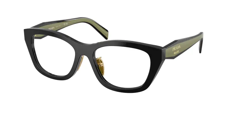 Donna Prada PR D11VD 03K1O1 Montature da vista Acetato Nero Trasparente Geometrica Normale