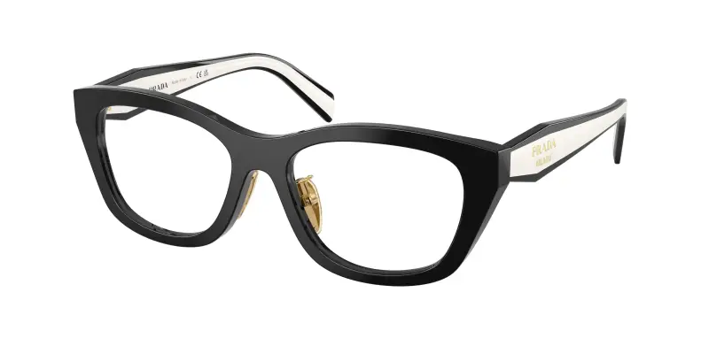 Donna Prada PR D11VD 20G1O1 Montature da vista Acetato Nero Trasparente Geometrica Normale