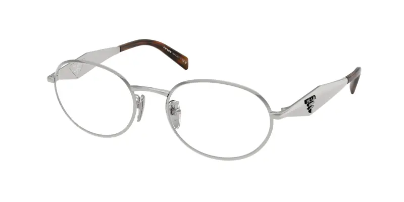 Donna Prada PR D53VD 1BC1O1 Montature da vista Metallo Argento Trasparente Rotonda Normale