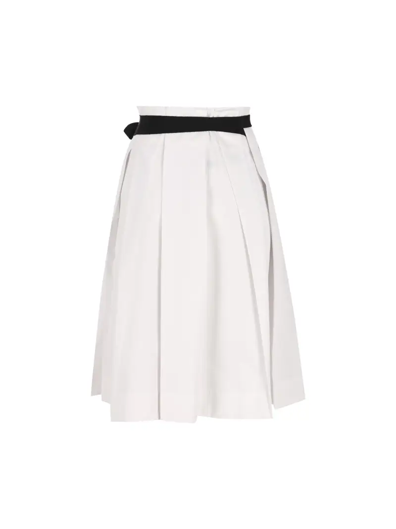 Gonna Midi In Gabardine BIANCO miniatura 2
