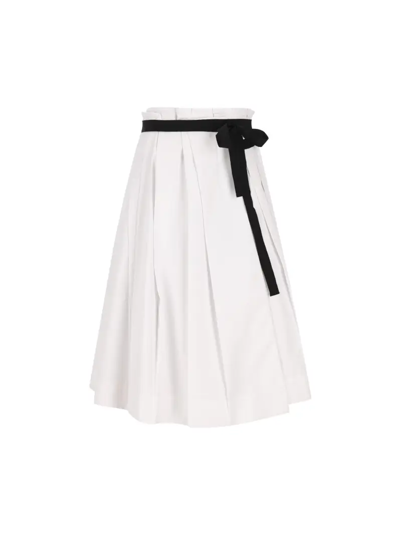 Gonna Midi In Gabardine BIANCO