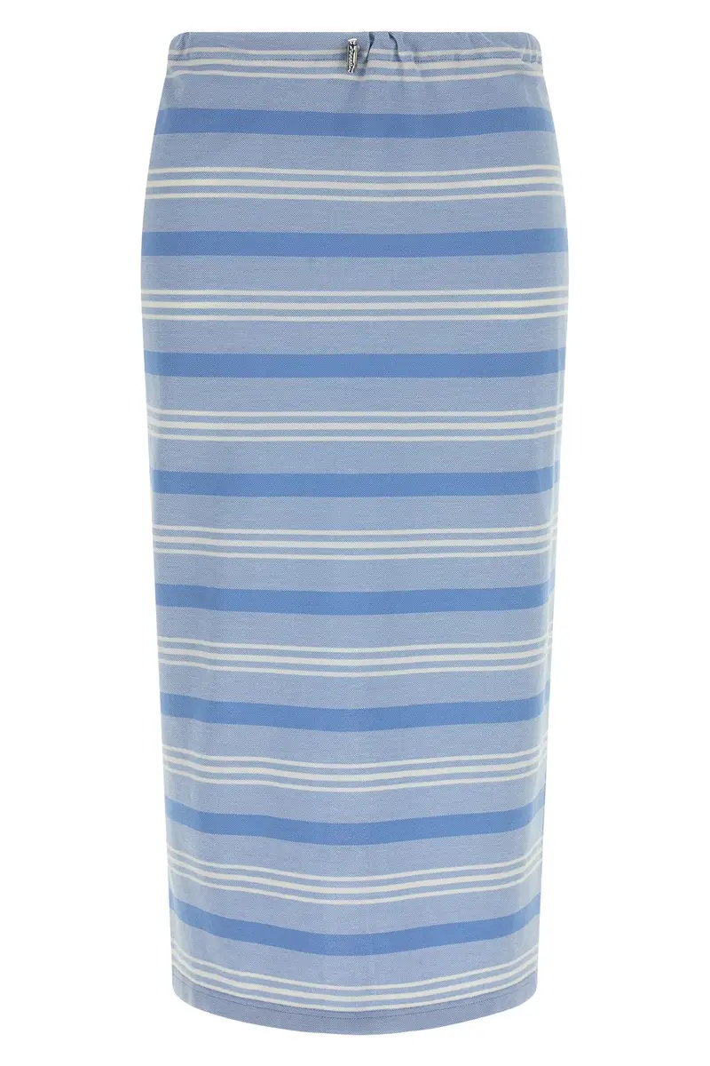 Gonna Piqué Righe Azzurro