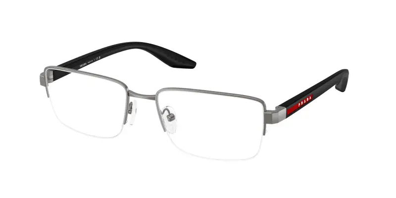Uomo Prada Linea Rossa PS 51SV 7CQ1O1 Montature da vista Metallo Grigio Trasparente Pillow Normale