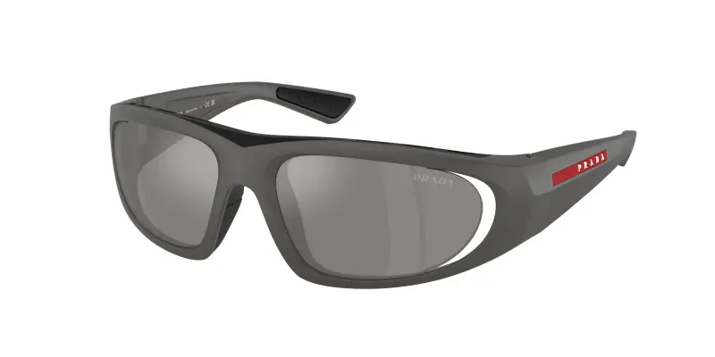 Uomo Prada Linea Rossa PS B03S 16X7W1 Occhiali da sole Iniettato Grigio Grigio Geometrica Specchiate