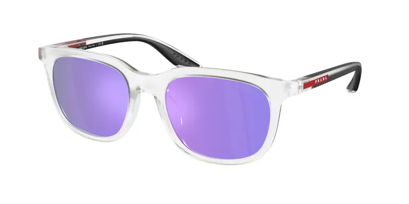 Uomo Prada Linea Rossa PS B09SU 14V60Z Occhiali da sole Iniettato Trasparente Viola Pillow Normale Specchiato