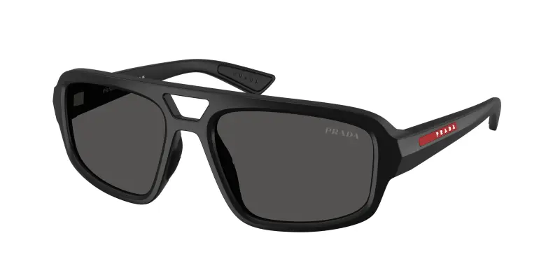 Uomo Prada Linea Rossa PS B11SU 1BO08Z Occhiali da sole Iniettato Nero Grigio Geometrica Normale