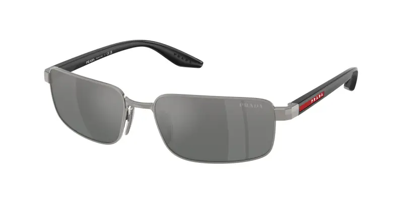 Uomo Prada Linea Rossa PS B54S 5AV41A Occhiali da sole Metallo Grigio Grigio Squadrata Normale