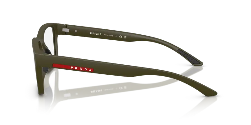 Prada Linea Rossa Uomo PS 01RV 15X1O1 Montature da vista Iniettato Verde Trasparente Squadrata Normale miniatura 3