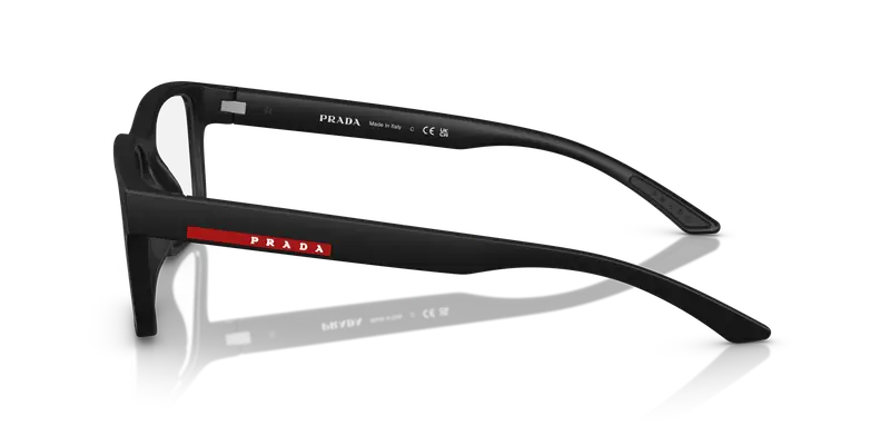 Prada Linea Rossa Uomo PS 01RV DG01O1 Montature da vista Iniettato Nero Trasparente Squadrata Normale miniatura 3