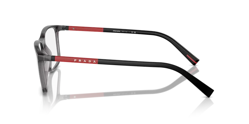 Prada Linea Rossa Uomo PS 03QV 01D1O1 Montature da vista Iniettato Grigio Trasparente Squadrata Normale miniatura 3