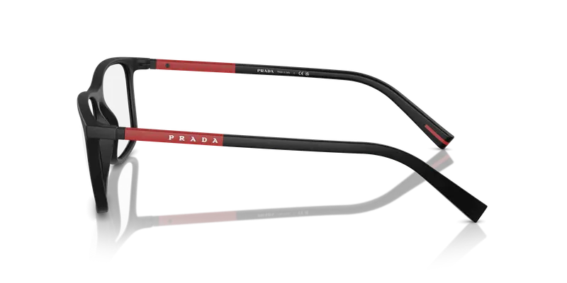 Prada Linea Rossa Uomo PS 03QV DG01O1 Montature da vista Iniettato Nero Trasparente Squadrata Normale miniatura 3